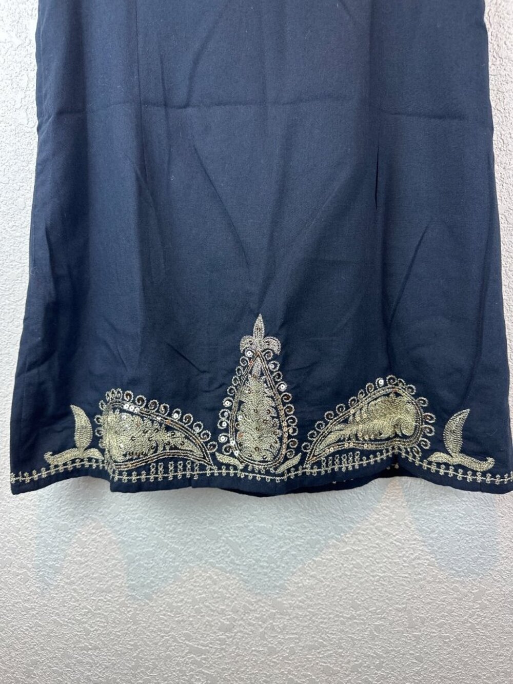 Free People Black Embroidered Sleeveless Tunic Dress Size 4 Boho Artsy - Picture 12 of 12